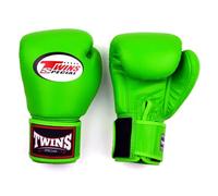 Twins Special BGVL4 Leather Boxing Gloves, Hook & Loop Closure, For Muay Thai, Boxing, Kickboxing & MMA Training & Sparring (Green, 14oz)