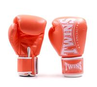 Twins Special BGVL4P Pastel Collection Leather Boxing Gloves, Hook & Loop Closure, For Muay Thai, Boxing, Kickboxing & MMA Training & Sparring (Tangerine, 14oz)