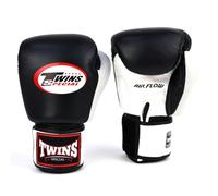 Twins Special BGVLA2 Air Flow Leather Boxing Gloves, Hook & Loop Closure, For Muay Thai, Boxing, Kickboxing & MMA Training & Sparring (Black/White/Red, 14oz)