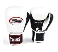 Twins Special BGVLA2 Air Flow Leather Boxing Gloves, Hook & Loop Closure, For Muay Thai, Boxing, Kickboxing & MMA Training & Sparring (White/Black/Red, 12oz)