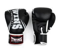 Twins Special FBGVDM3-TW6 Synthetic Leather Boxing Gloves, Hook & Loop Closure, For Muay Thai, Boxing, Kickboxing & MMA Training & Sparring (Black, 10oz)