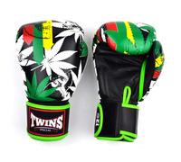 Twins Special FBGVL4 Printed Design Leather Boxing Gloves, Hook & Loop Closure, For Muay Thai, Boxing, Kickboxing & MMA Training & Sparring (Grass, 10oz)