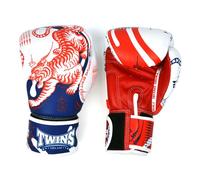 Twins Special FBGVL4 Printed Design Leather Boxing Gloves, Hook & Loop Closure, For Muay Thai, Boxing, Kickboxing & MMA Training & Sparring (Yant, 14oz)