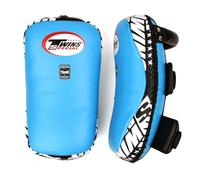 Twins Special KPL10 Curved Muay Thai Kick Pads (Pair), Leather - For Muay Thai, Kickboxing & MMA Training (Light Blue/Black, M)
