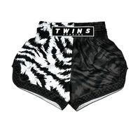 TWINS SPECIAL Satin Muay Thai Shorts (UK, Waist, 28, Regular, Regular, Jungle Black-White)