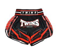 TWINS SPECIAL Satin Muay Thai Shorts (UK, Waist, 28, Regular, Regular, Racing Black-Red)
