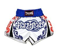 TWINS SPECIAL Satin Muay Thai Shorts (UK, Waist, 32, Regular, Regular, Laithai White)