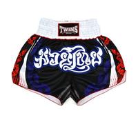 TWINS SPECIAL Satin Muay Thai Shorts (UK, Waist, 34, Regular, Regular, Laithai Black)
