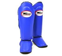 Twins Special SGL10 Genuine Leather Shin Pads, Double Padded - For Muay Thai, Kickboxing & MMA Training & Sparring (Blue/Black, Large)