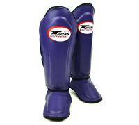 Twins Special SGL10 Genuine Leather Shin Pads, Double Padded - For Muay Thai, Kickboxing & MMA Training & Sparring (Purple/Black, Large)