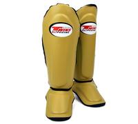 Twins Special SGL10 Genuine Leather Shin Pads, Double Padded - For Muay Thai, Kickboxing & MMA Training & Sparring (Latte/Black, XL)