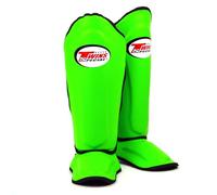 Twins Special SGL10 Genuine Leather Shin Pads, Double Padded - For Muay Thai, Kickboxing & MMA Training & Sparring (Green/Black, Medium)