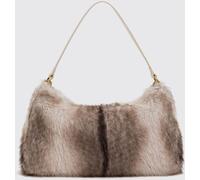 Twinset Animal Print Faux Fur Shoulder Bag with Zip Closure