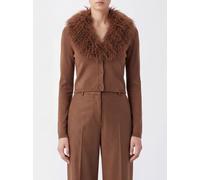 Twinset Cropped Wool Blend Cardigan with Faux Fur Details - Size: M - female