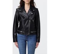 Twinset Leather Biker Jacket with Asymmetrical Zip and Shoulder Epaulettes - Size: 42 - female