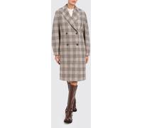 Twinset Prince of Wales Check Double-Breasted Coat in Wool Blend - Size: 44 - female