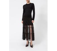 Twinset Slim Fit Long-Sleeved Midi Knit Dress in Wool Blend and Tulle - Size: M - female