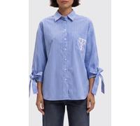 Twinset Striped Cotton Relaxed-Fit Shirt with Contrast Embroidered Logo - Size: 42 - female