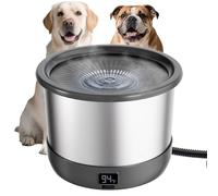 Twinsing 3.5L Heated Water Bowl for Dog, Stainless Steel Adjustable Temperature Heated Dog Bowl with Digital Display, No Spill Outdoor Heated Pet Bowl Provides Warm Water for Cats Rabbit Chicken Duck