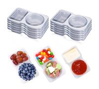 Twinsun 10Pcs Reusable Snack Pack Containers,Reusable Snack Pots with Lids, Double Compartment Snack Containers, Thickened and Portable Snack and Dip Container (10)