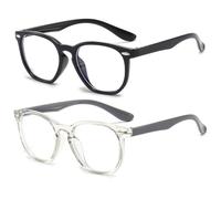 Twinsun 2 Packs Kids Glasses,Kids Blue Light Glasses,Blue Light Blocking Glasse for Kid Gaming Computer Glasse Kid Fake Glasses Clear Lens Glasses for Anti UV Glare (Black-Gray)