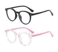 Twinsun 2 Packs Kids Glasses,Kids Blue Light Glasses,Blue Light Blocking Glasses for Kids Gaming Computer Glasses Kids Fake Glasses Clear Lens Glasses for Anti UV Glare Glasses (Pink+Black)