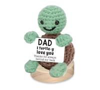 Twinsun Fathers Day Ideas Gifts for Dad from Daughter Son, Emotional Support Turtle with Card-Dad I Turtle-y Love You Thanks for Always Having My Back, Heartwarming Gift for Birthday Father's Day