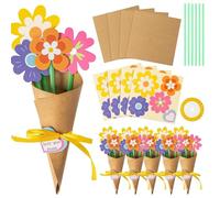 Twinsun Mothers Day Crafts for Children, Flower Bouquet Craft Kit DIY Flower Paper Crafts,Card Making Kits for Mother's Day Birthday Gift School Classroom Home (Multiple Color)