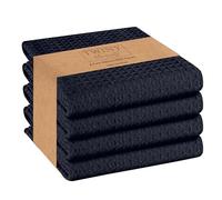 TWINY Soft Cotton Waffle Weave Dish Towels Set of 4, 16"x26" - Navy with Hanging Loop for Table Cleaning, Dinning, Parties