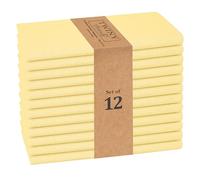 TWINY Threads Cloth Napkins 17x17 Inch - 100% Cotton, Soft, Absorbent, Washable & Reusable Table Linen Napkins - Set of 12 - Perfect for Thanksgiving, Baby Showers, Wedding, Holiday - Pale Yellow