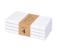 TWINY threads Hemstitch Cloth Dinner Napkins, 18x18 Inches Set of 4, 100% Cotton - Soft Washable Durable - Ideal for Table Linen, Cocktail, Wedding, Lunch, Hotel, Dinner, Everyday Use - White