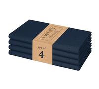 TWINY threads Hemstitch Cloth Dinner Napkins, 18x18 Inches Set of 4, 100% Cotton - Soft Washable Durable - Ideal for Table Linen, Cocktail, Wedding, Lunch, Hotel, Dinner, Everyday Use - Navy Blue