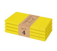 TWINY threads Hemstitch Cloth Dinner Napkins, 18x18 Inches Set of 4, 100% Cotton - Soft Washable Durable - Ideal for Table Linen, Cocktail, Wedding, Lunch, Hotel, Dinner, Everyday Use - Lemon Yellow