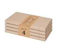 TWINY threads Hemstitch Cloth Dinner Napkins, 18x18 Inches Set of 4, 100% Cotton - Soft Washable Durable - Ideal for Table Linen, Cocktail, Wedding, Lunch, Hotel, Dinner, Everyday Use - Beige
