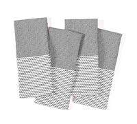 TWINY threads Kitchen Dish Towel Diamond Design, Premium Large 100% Cotton Kitchen Linen Set, Dish Rags for Drying Dishes, Absorbent Quick Drying Wash Rags, Pack of 4, 18 x 26 Inch, Black