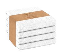 TWINY threads Kitchen Towels Set of 4, 100% Soft Cotton Waffle Weave Dish Towels, Tea Towels with Hanging Loop, Resuable Bar Towels for Table Cleaning, Dinning, Parties- 16"x26" - White