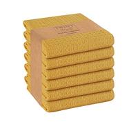 TWINY threads Kitchen Towels Set of 6, 100% Cotton Waffle Weave Easter Dish Towels, Tea Towels with Hanging Loop, Washable Bar Towels for Table Cleaning, Dinning, Parties- 16"X 26"-Mustard Yellow