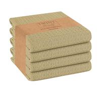 TWINY threads Waffle Kitchen Towel Pack of 4, 16x26 Inches, Premium 100% Cotton Kitchen Linen Set, Absorbent Dish Cloths for Cleaning and Drying, Machine Washable, Durable, Quick Dry, Beige