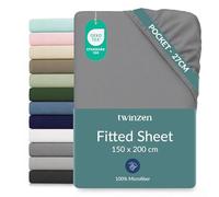 Twinzen Microfibre Fitted Sheet 150 x 200 cm Anthracite 25 cm