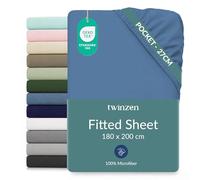 Twinzen Microfibre Fitted Sheet 180 x 200 cm Blue 25 cm