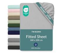 Twinzen Microfibre Fitted Sheet 180 x 200 cm Grey 25 cm