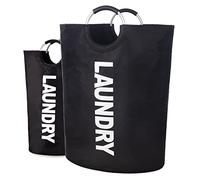 Twira 160L XX-Large Laundry Baskets, Laundry Hamper Stands Up Well, Laundry Bag with Padded Handles, Waterproof Laundry Basket Collapsible, Clothes Hamper for Bathroom, Laundry, College (Black)