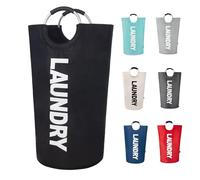 Twira 90L Large Laundry Basket, Laundry Hamper Stands Up Well, Laundry Bag with Padded Handles, Waterproof Clothes Bin Collapsible, Clothes Hamper for Bathroom, Laundry, College (Black)