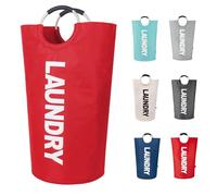 Twira 90L Large Laundry Basket, Laundry Hamper Stands Up Well, Laundry Bag with Padded Handles, Waterproof Clothes Bin Collapsible, Clothes Hamper for Bathroom, Laundry, College (Red)