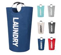 Twira 90L Large Laundry Basket, Laundry Hamper Stands Up Well, Laundry Bag with Padded Handles, Waterproof Clothes Bin Collapsible, Clothes Hamper for Bathroom, Laundry, College (Navy Blue)