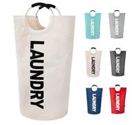 Twira Large Laundry Hamper, 90 L Laundry Basket with Padded Handles, Waterproof Foldable Laundry Hamper for Bathroom, Laundry Room, College (Beige)