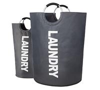 Twira XX-Large Laundry Basket, Collapsible Waterproof Hamper with Padded Handles, Stands Up Well for Bathroom, Laundry, College (Dark Grey)