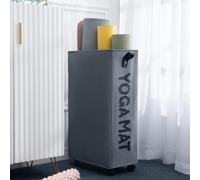 Twira Yoga Mat Storage Racks, Home Gym Storage Rack for Foam Roller, Yoga Strap and Resistance Bands, Workout Equipment Corner Yoga Mat Holder with Wheels（Grey）