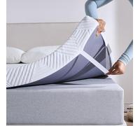 Twirest 10CM Double Memory Foam Mattress Topper,Gel Mattress Pad,Breathable & Removable Fabric Cover,White(135 * 190 * 10cm)