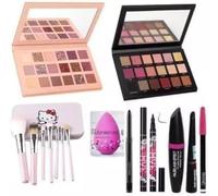 Twirlsilk Makeup Eyeshadow Palette Nude Rose Gold 18 Shades Brushes Pack of 7 Eyeliner and Kajal and 3 in 1 Mascara. Set Beauty Blendor (Multi),